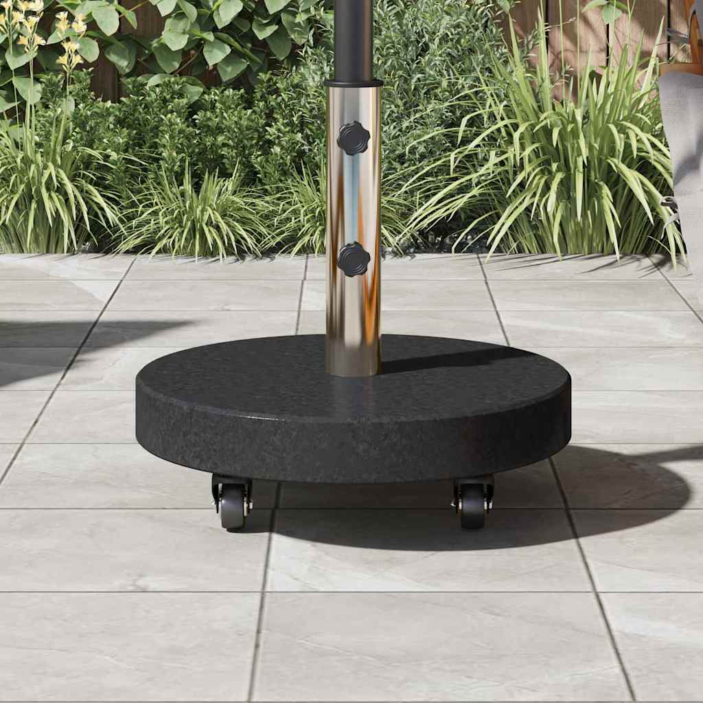 Parasol Base 30kg Black Granite and Stainless Steel Round