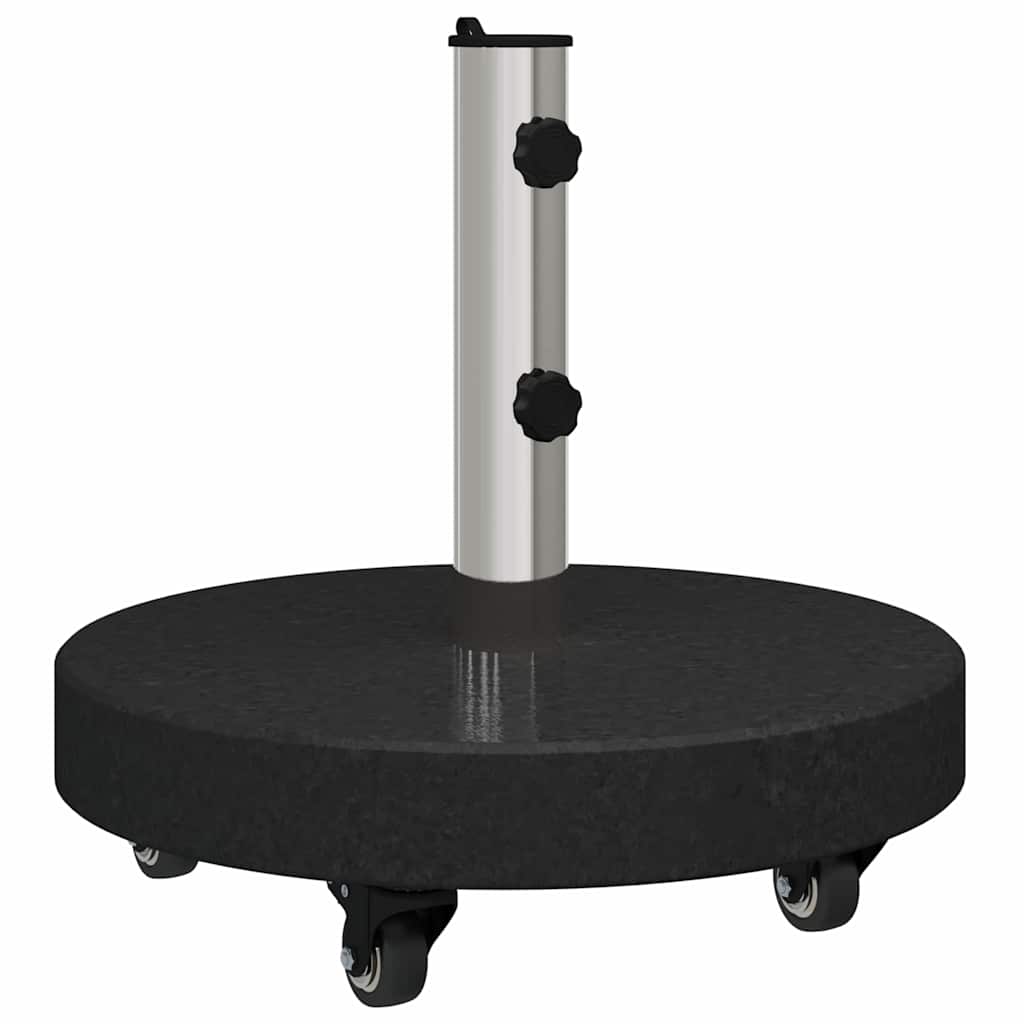Parasol Base 30kg Black Granite and Stainless Steel Round