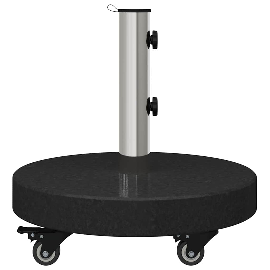 Parasol Base 30kg Black Granite and Stainless Steel Round