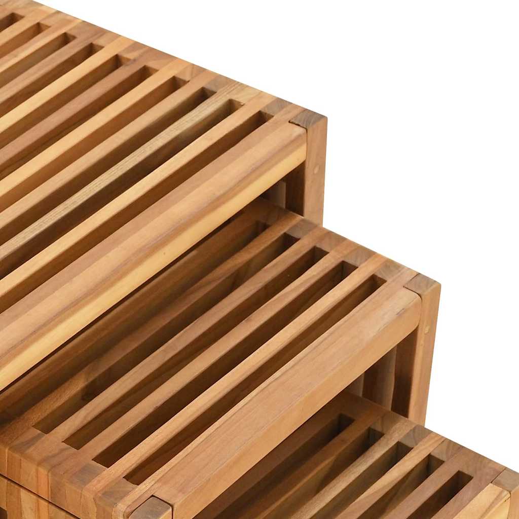 Garden Side Table 3 pcs Brown 33 x 44.5 x 51 cm Solid Teak Wood