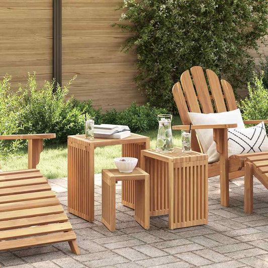 Garden Side Table 3 pcs Brown 33 x 44.5 x 51 cm Solid Teak Wood