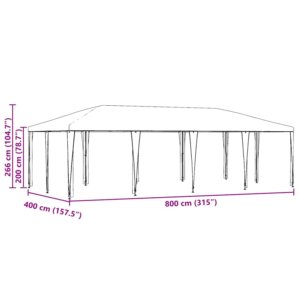 Party Tent Green 800 x 400 x 266 cm Polyethylene and Steel