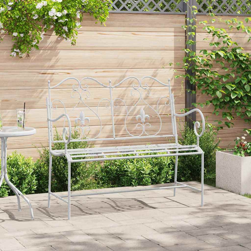 Garden Bench Antique White 104 x 54 x 93 cm Steel