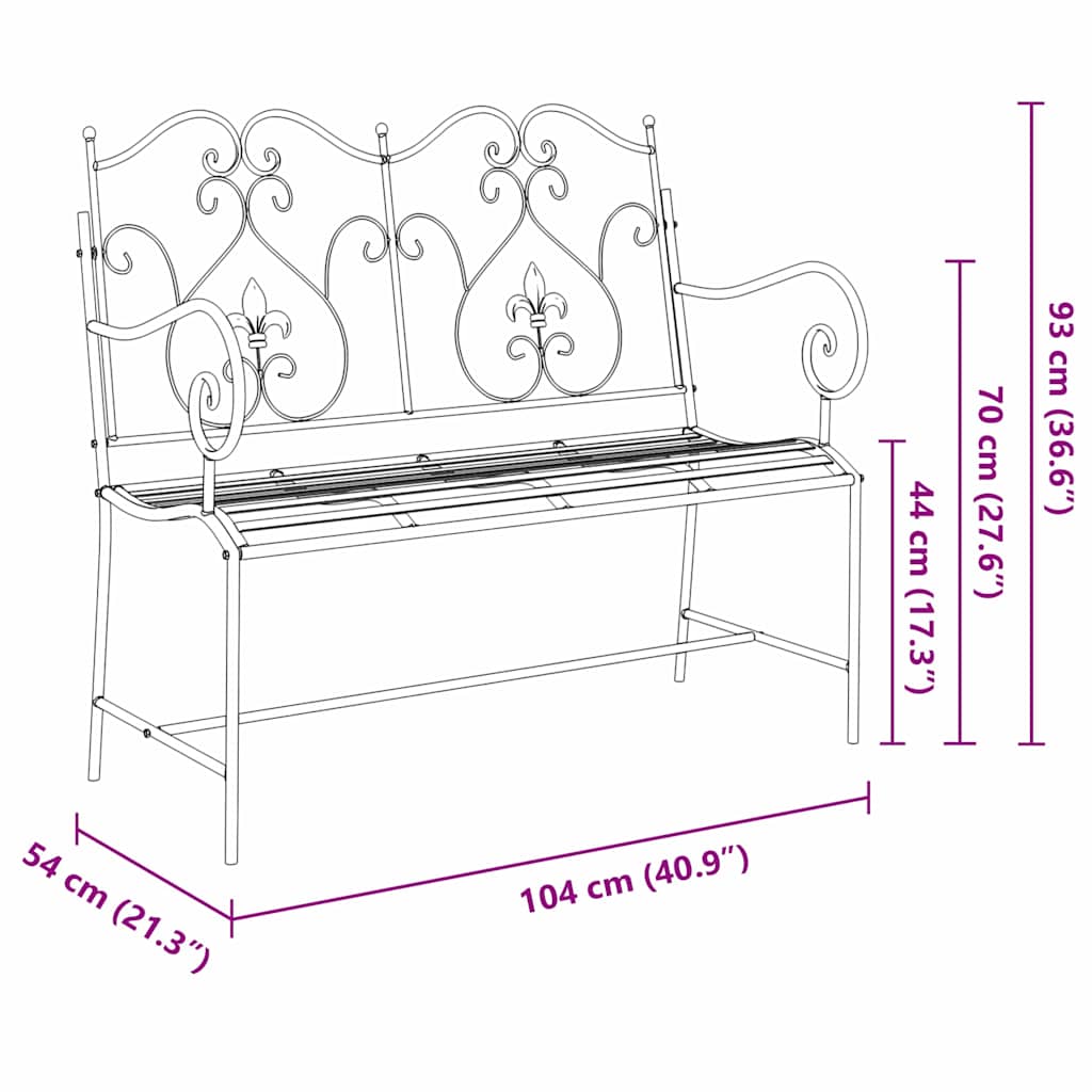 Garden Bench Antique White 104 x 54 x 93 cm Steel