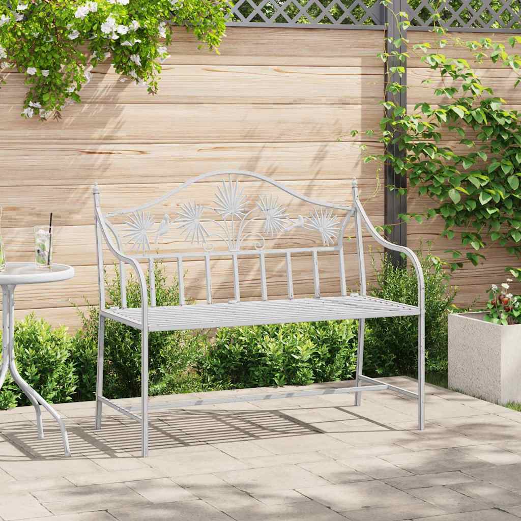 Garden Bench Antique White 104 x 52.5 x 89 cm Steel