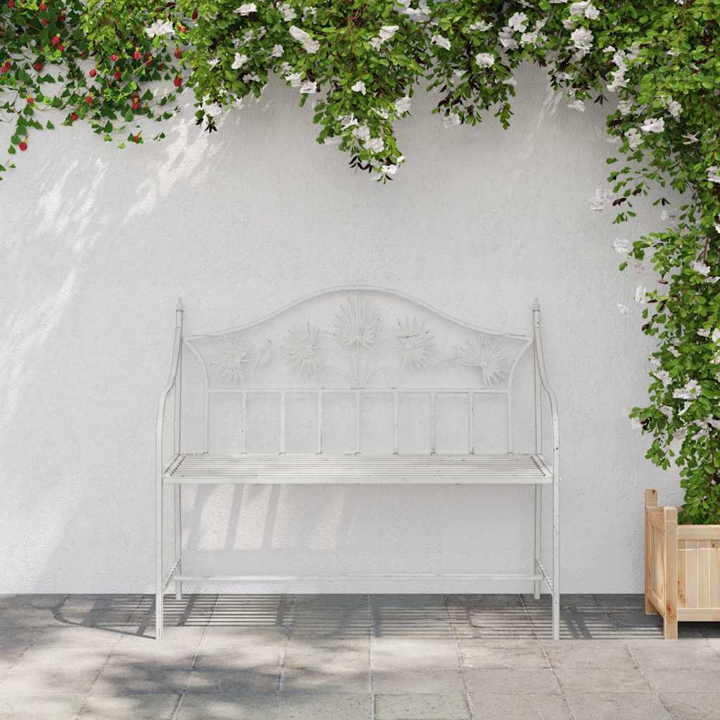 Garden Bench Antique White 104 x 52.5 x 89 cm Steel
