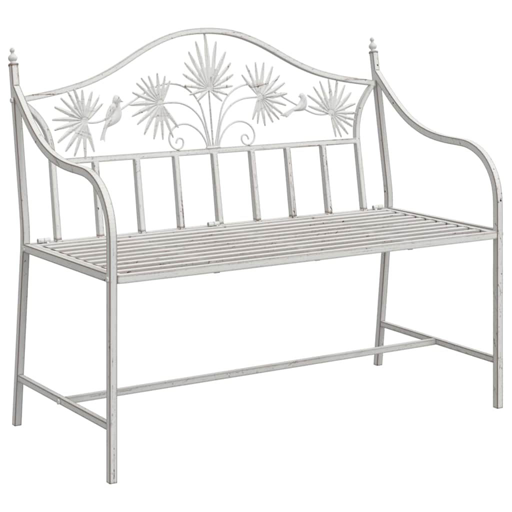 Garden Bench Antique White 104 x 52.5 x 89 cm Steel