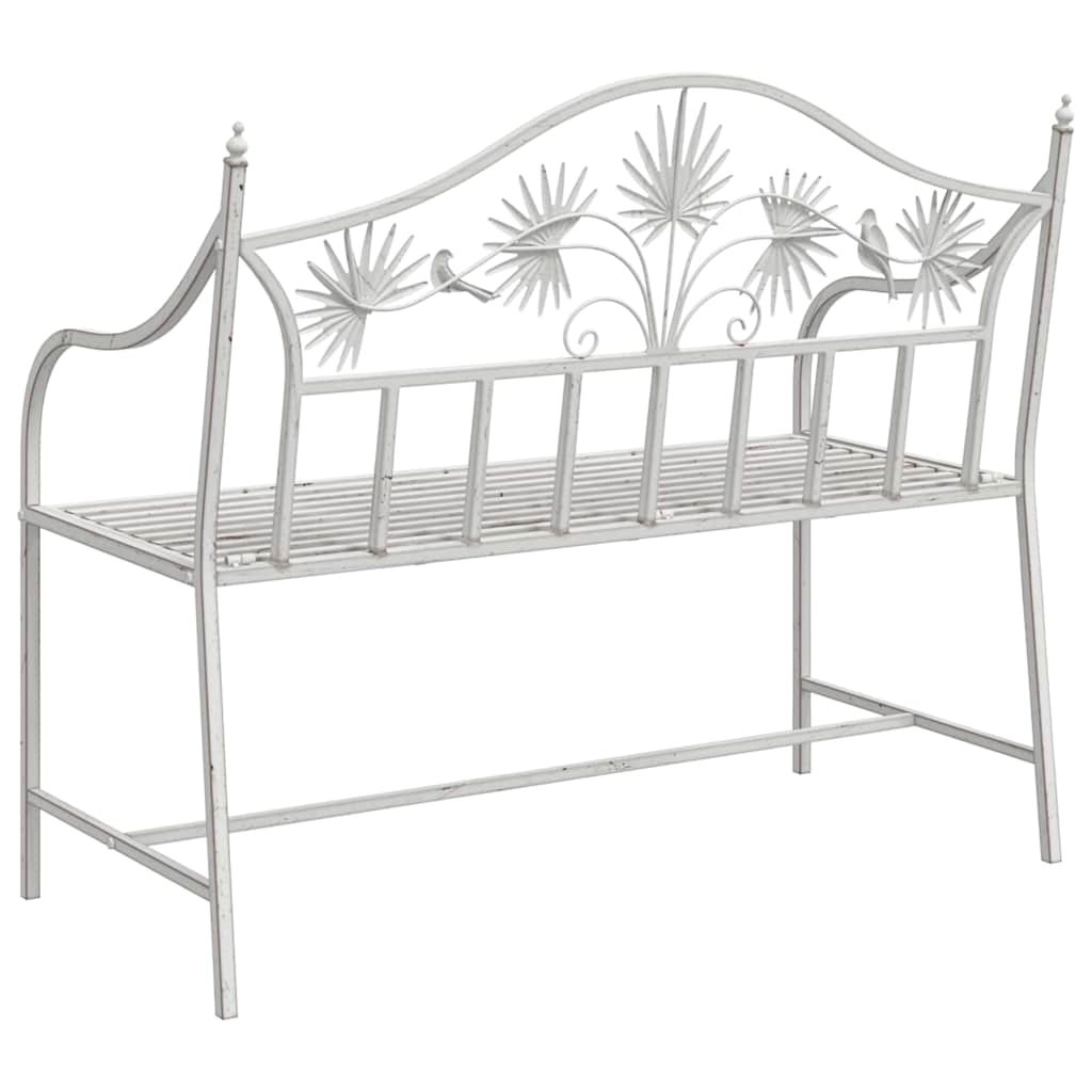 Garden Bench Antique White 104 x 52.5 x 89 cm Steel