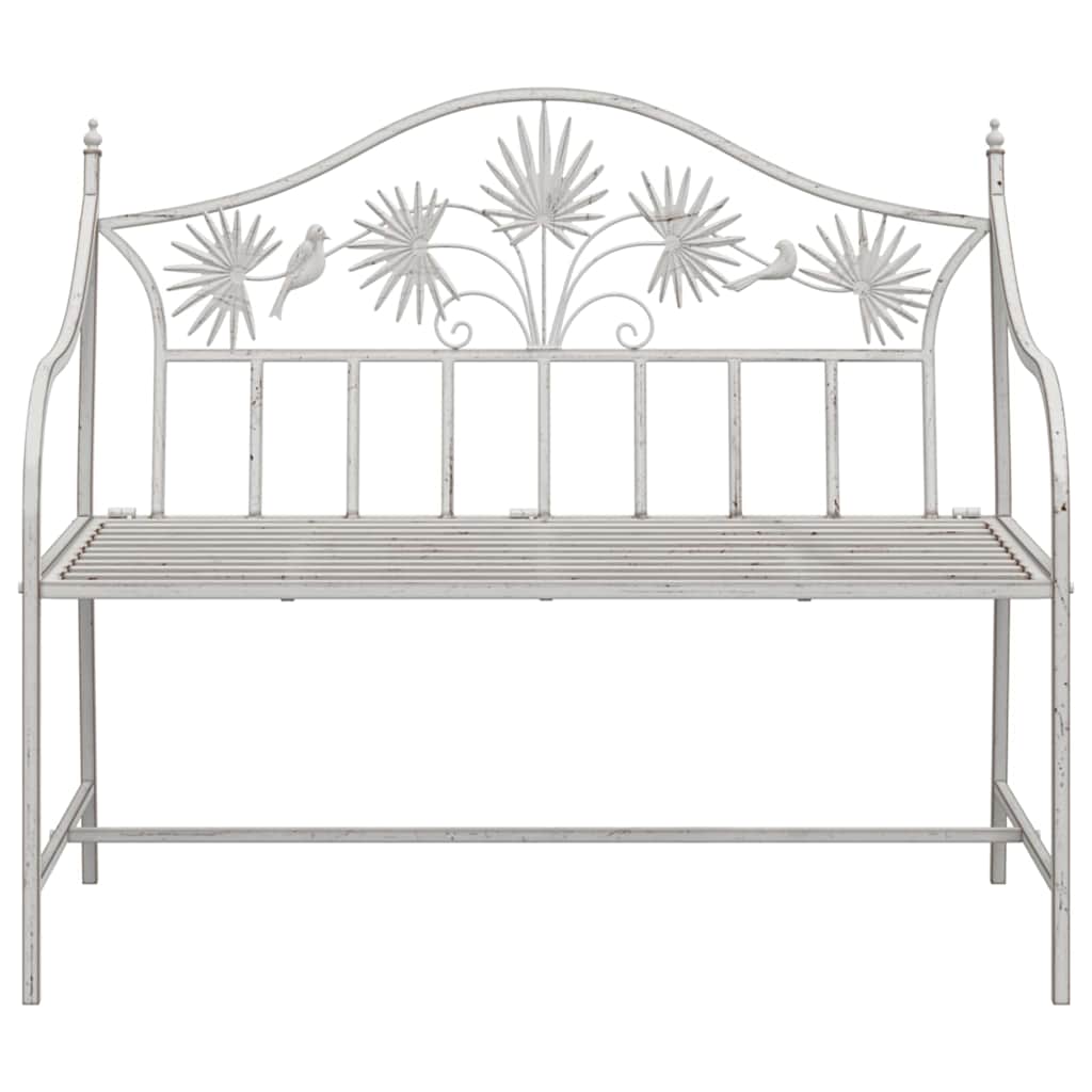 Garden Bench Antique White 104 x 52.5 x 89 cm Steel