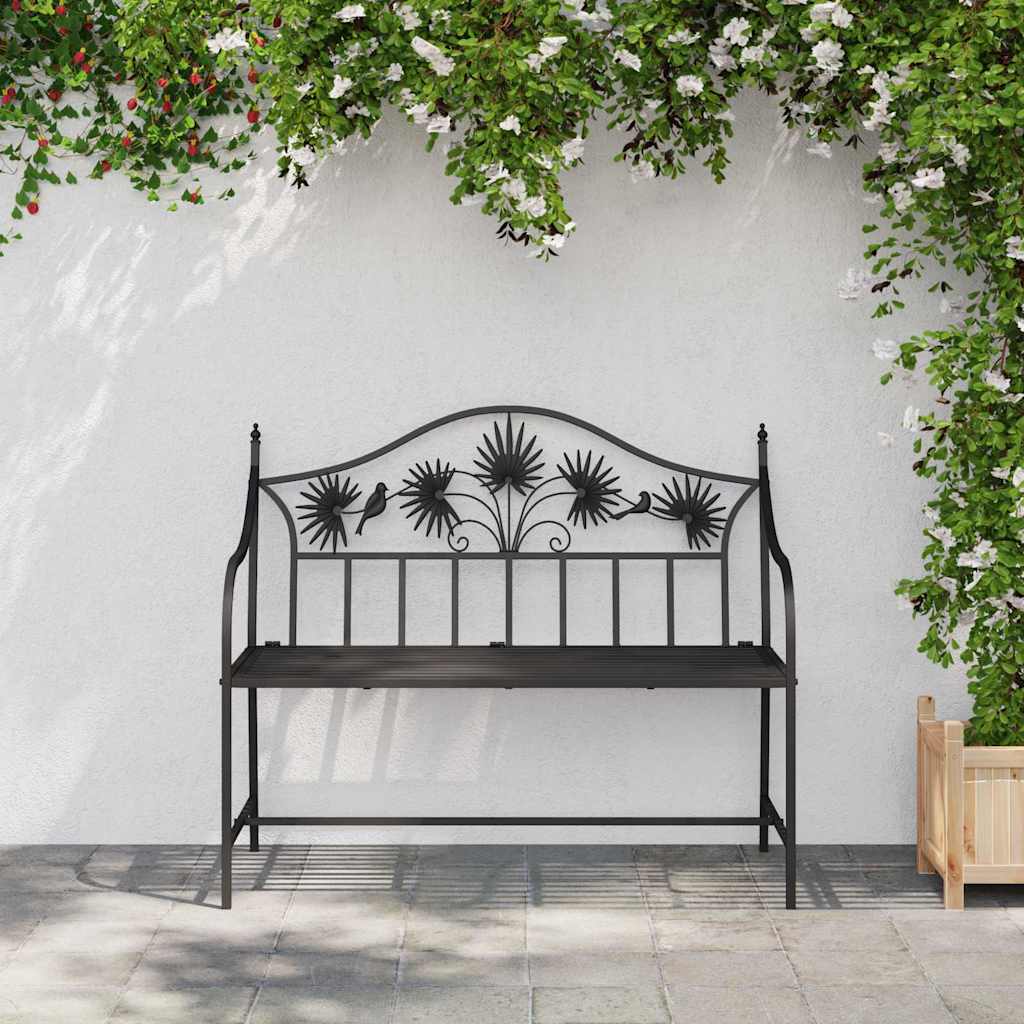 Garden Bench Black 104 x 52.5 x 89 cm Steel