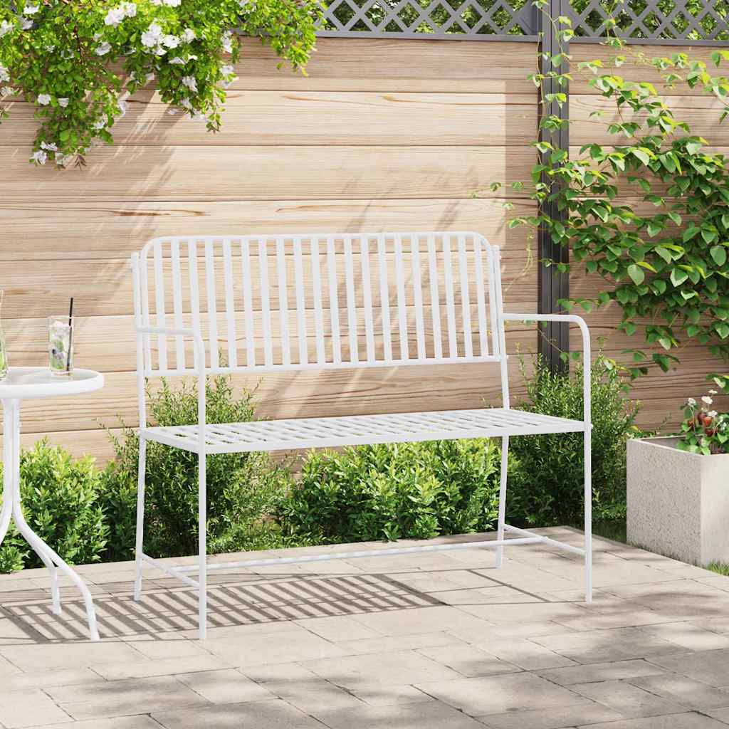Garden Bench Plain White 103.5 x 51.5 x 90 cm Steel