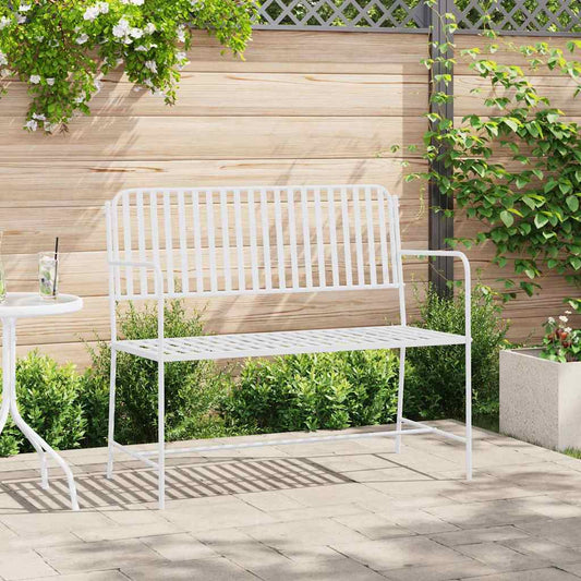 Garden Bench 2 -Seater 103.5 x 51.5 x 90 cm Steel Plain White