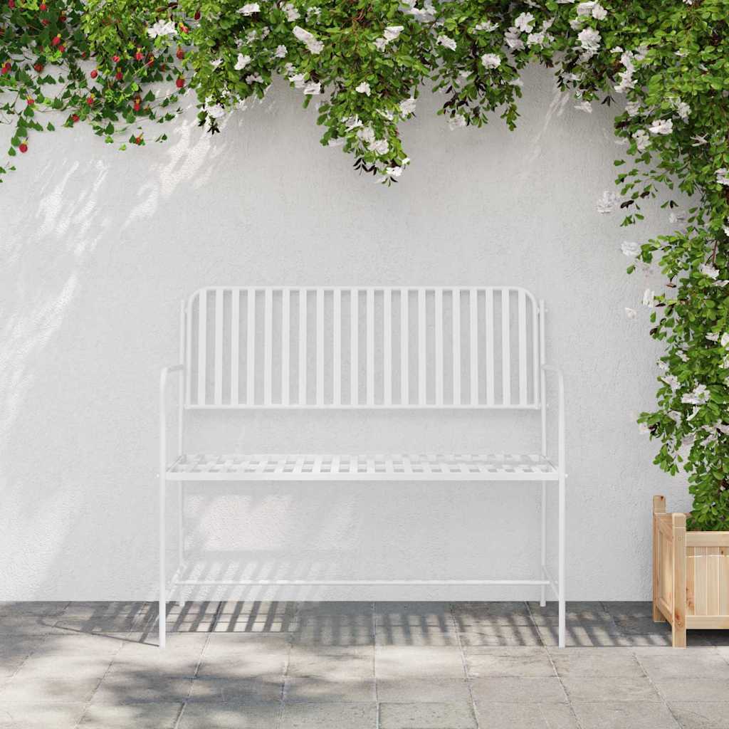 Garden Bench Plain White 103.5 x 51.5 x 90 cm Steel