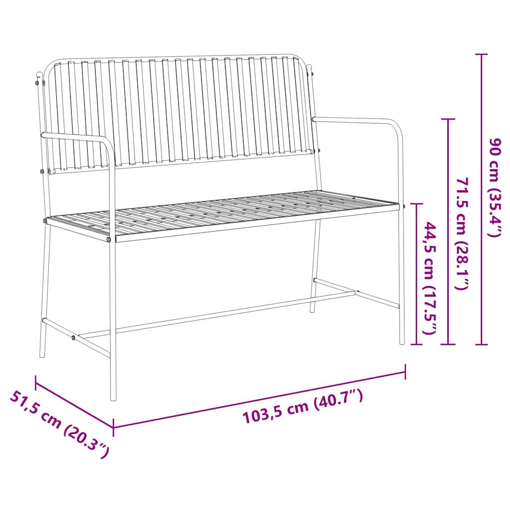 Garden Bench Plain White 103.5 x 51.5 x 90 cm Steel