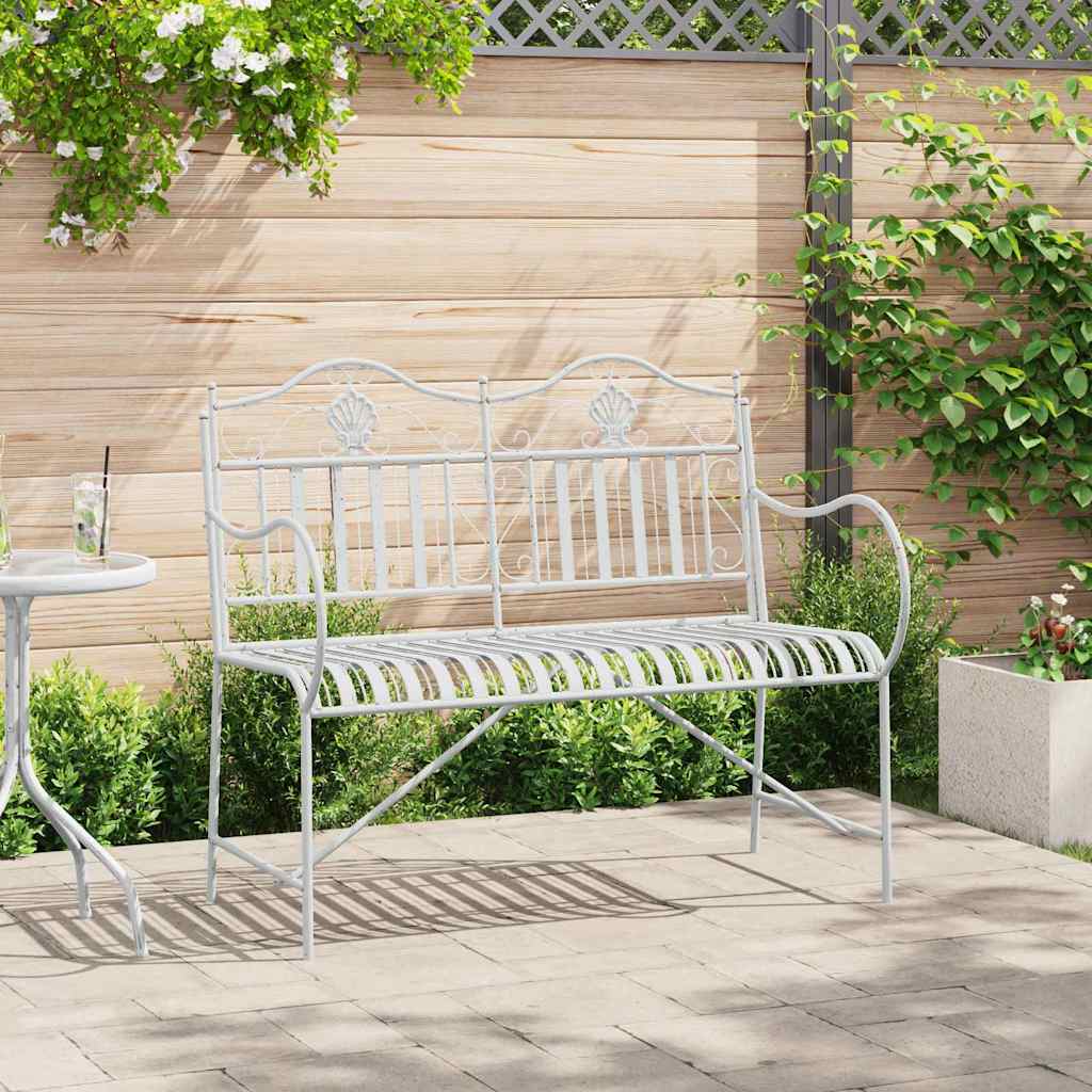 Garden Bench Antique White 103.5 x 59 x 89 cm Steel
