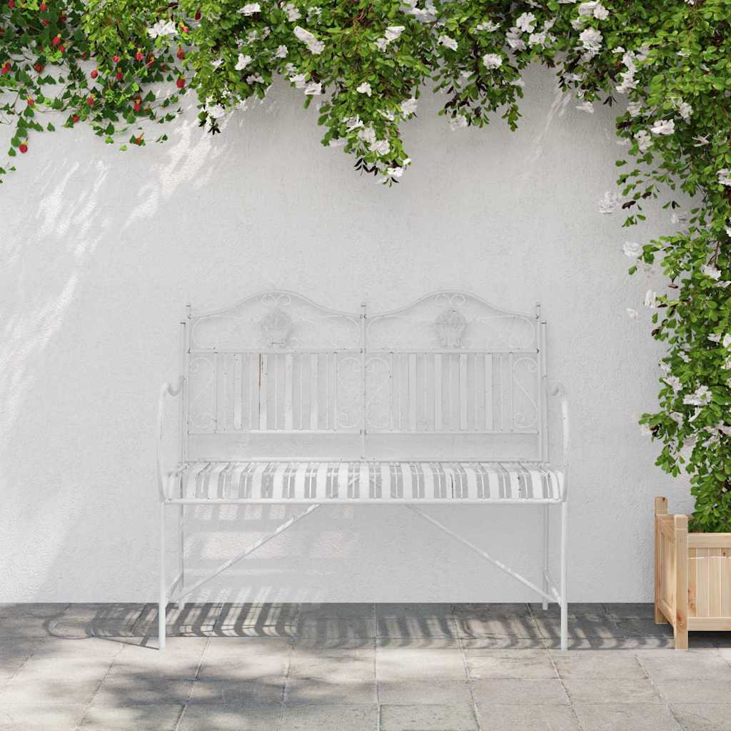 Garden Bench Antique White 103.5 x 59 x 89 cm Steel