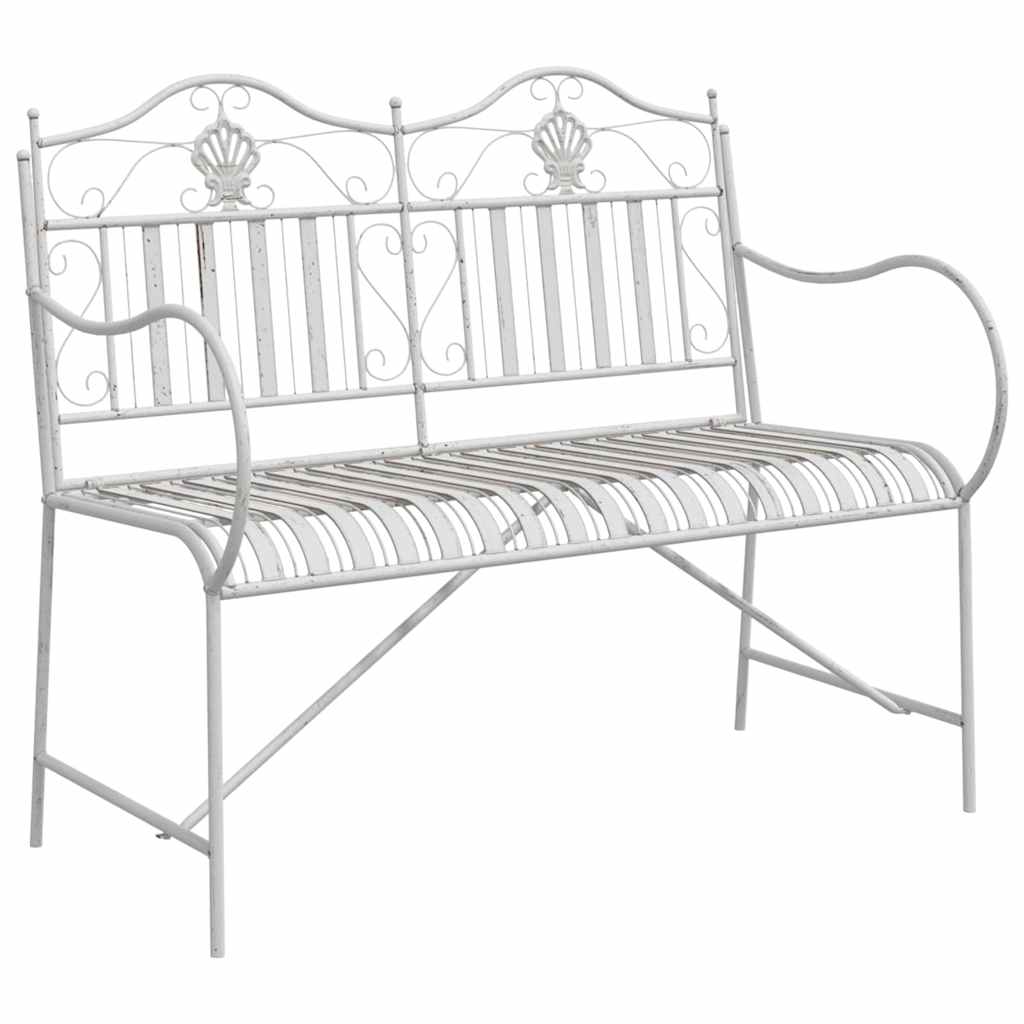 Garden Bench Antique White 103.5 x 59 x 89 cm Steel