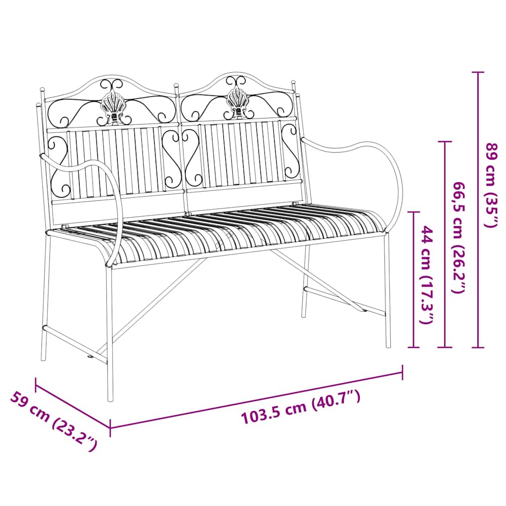 Garden Bench Antique White 103.5 x 59 x 89 cm Steel