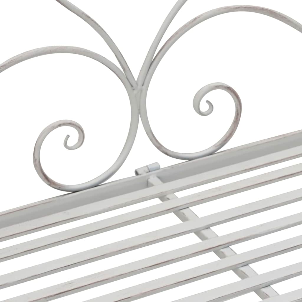 Garden Bench Antique White 121 x 48 x 200 cm Steel