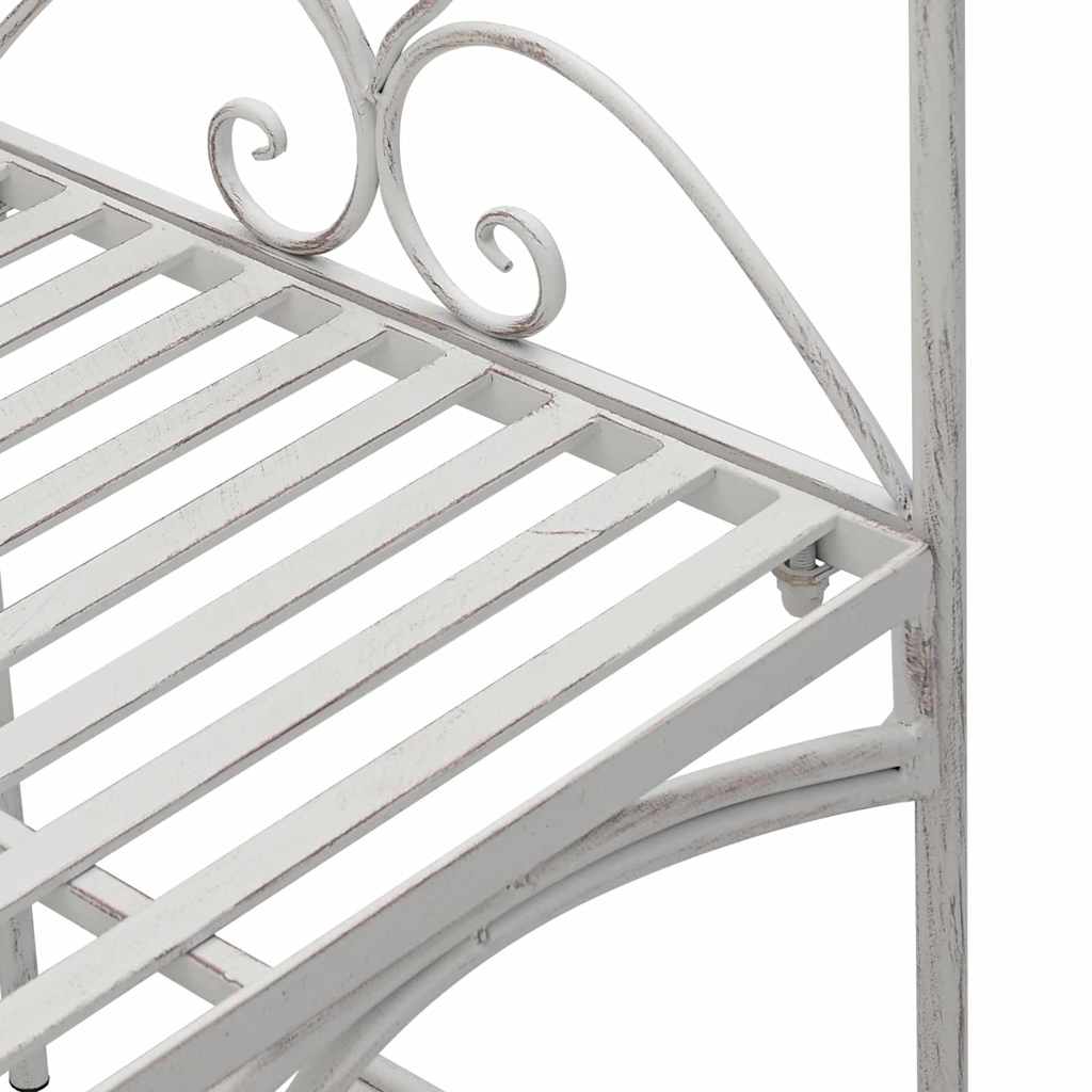 Garden Bench Antique White 121 x 48 x 200 cm Steel