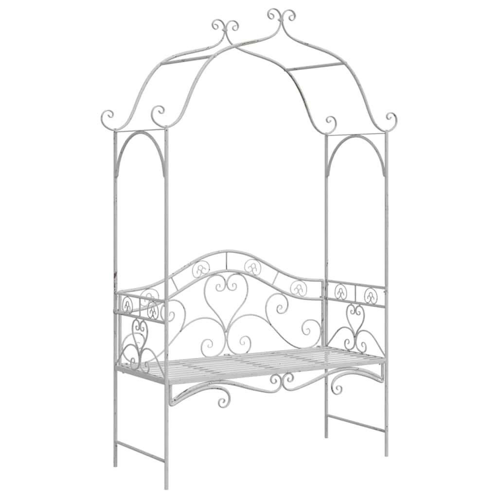 Garden Bench Antique White 121 x 48 x 200 cm Steel