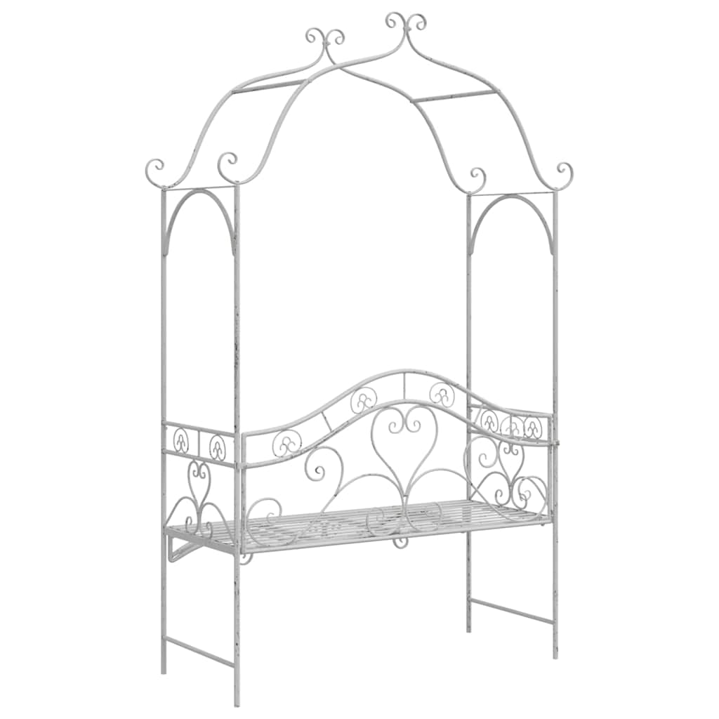 Garden Bench Antique White 121 x 48 x 200 cm Steel