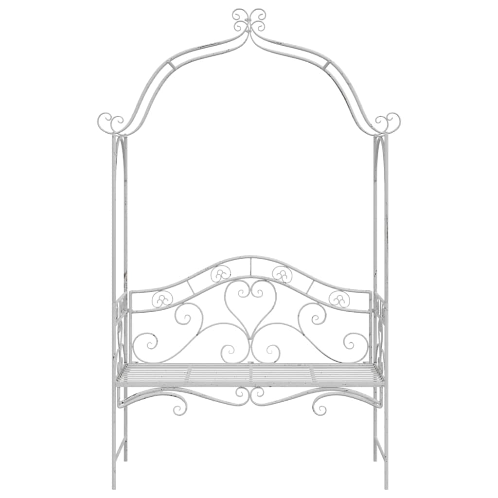 Garden Bench Antique White 121 x 48 x 200 cm Steel