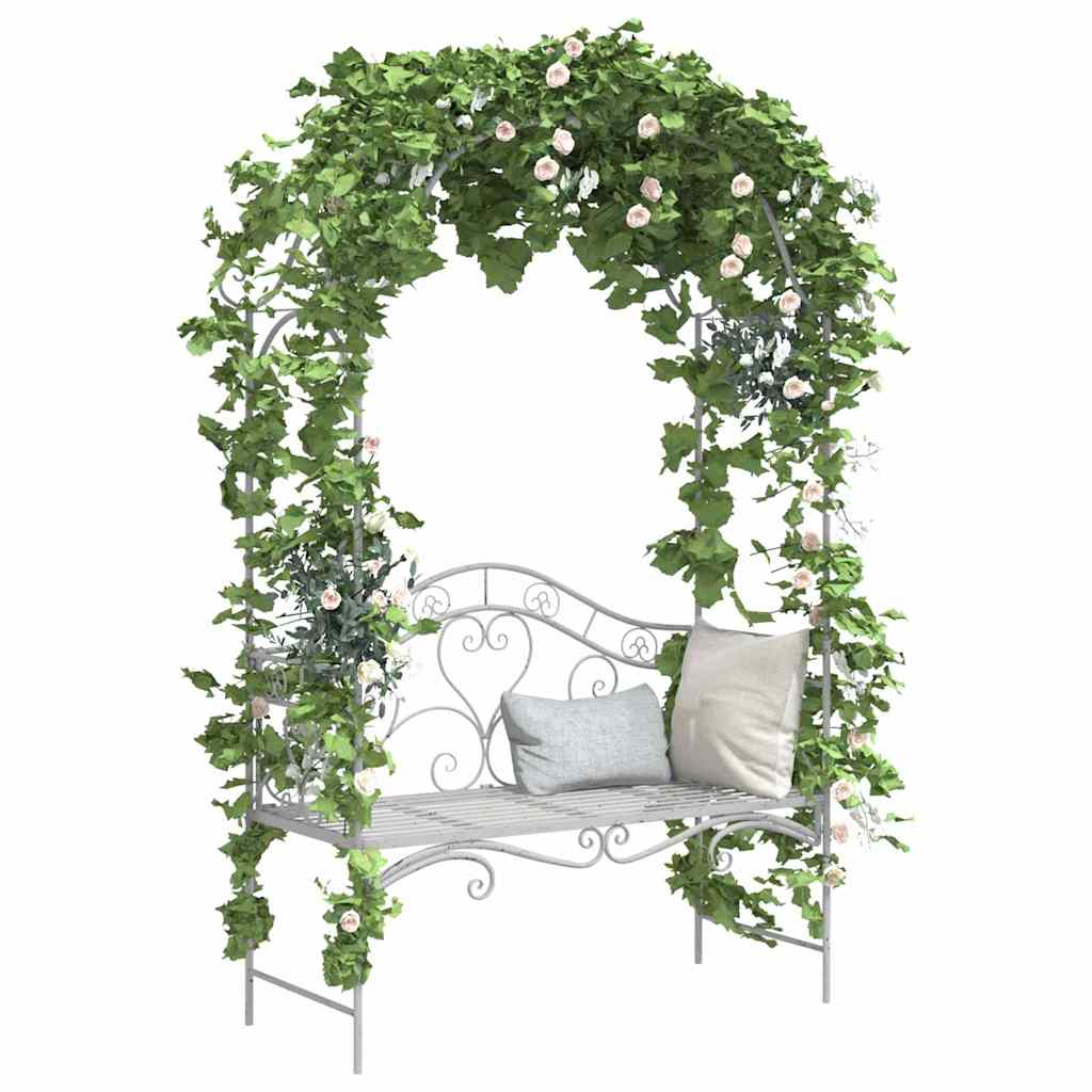 Garden Bench Antique White 121 x 48 x 200 cm Steel