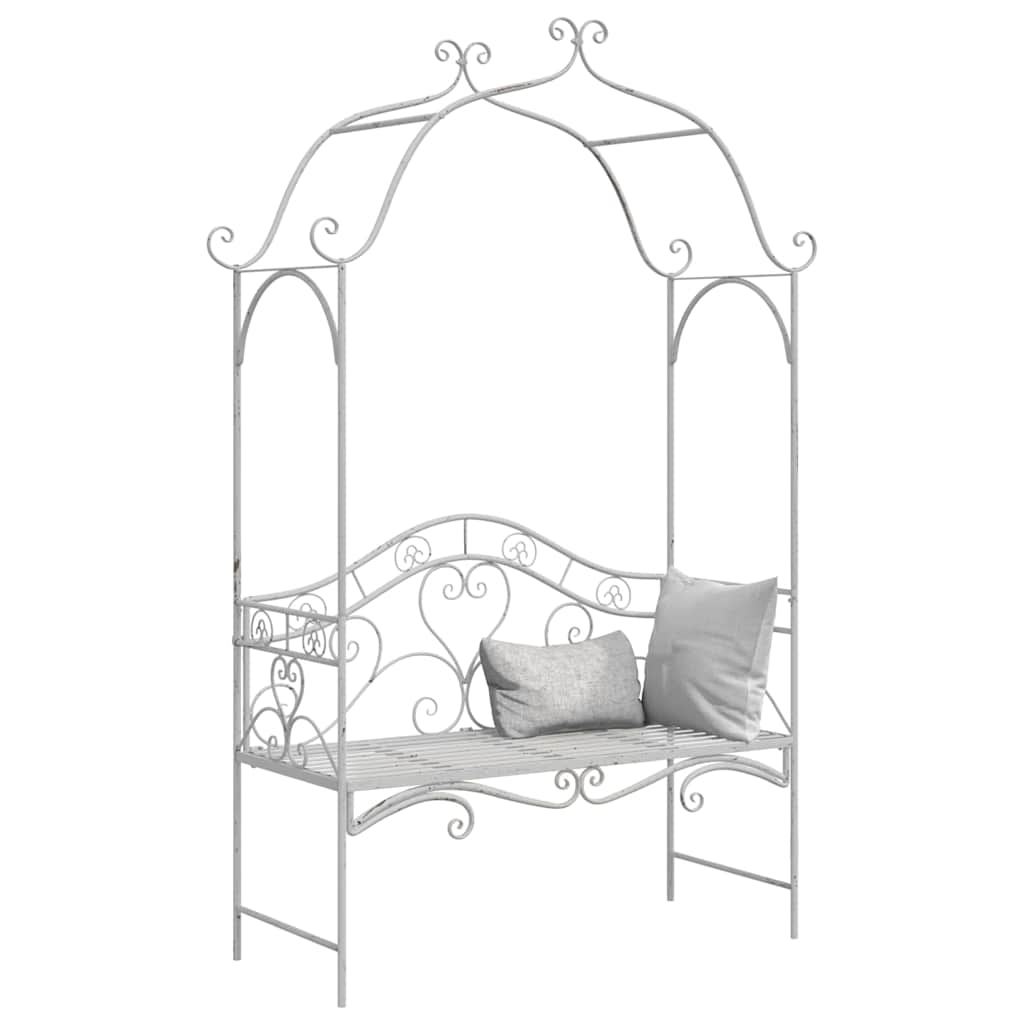 Garden Bench Antique White 121 x 48 x 200 cm Steel