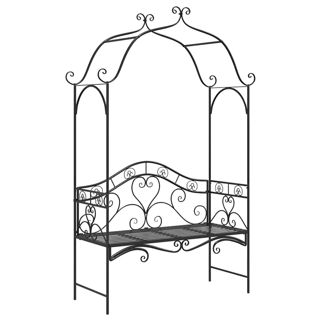 Garden Bench Black 121 x 48 x 200 cm Steel