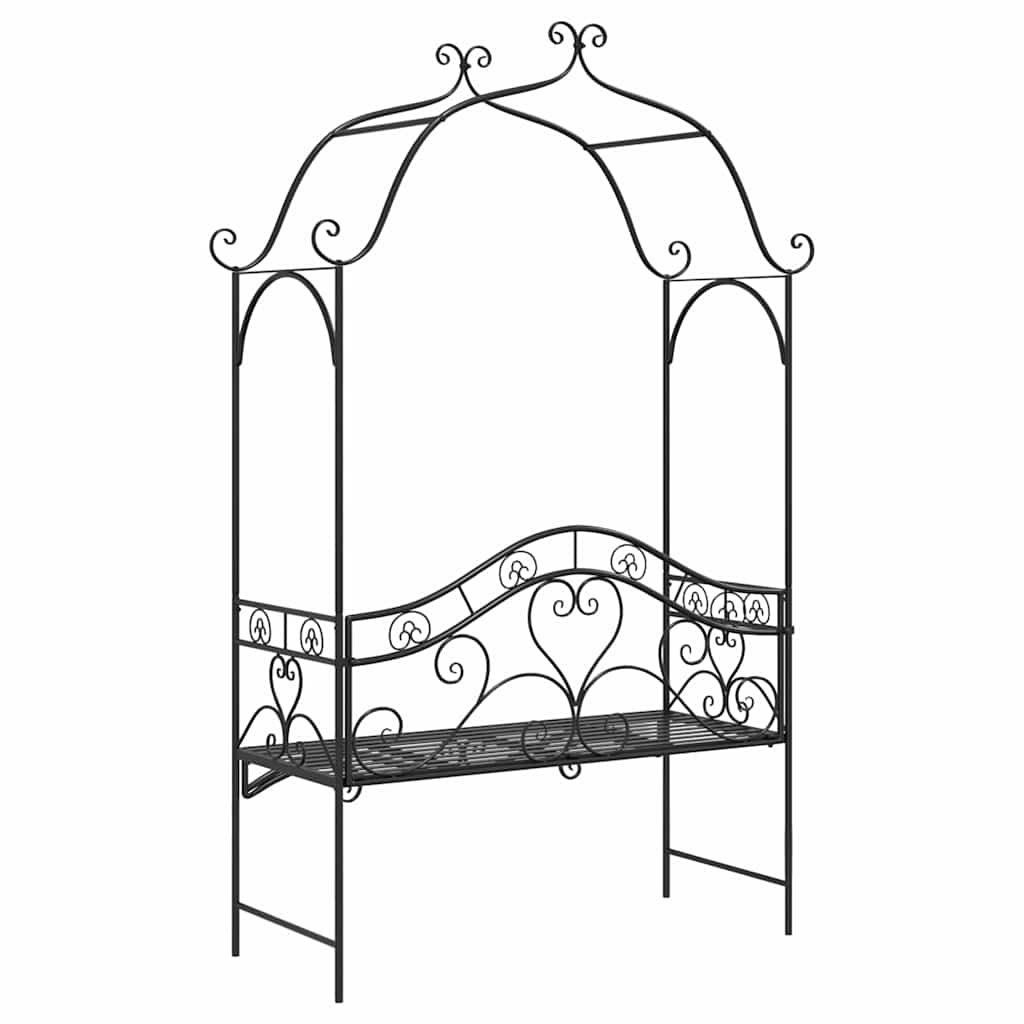 Garden Bench Black 121 x 48 x 200 cm Steel