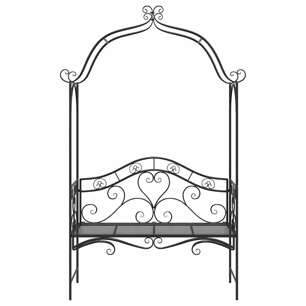 Garden Bench Black 121 x 48 x 200 cm Steel