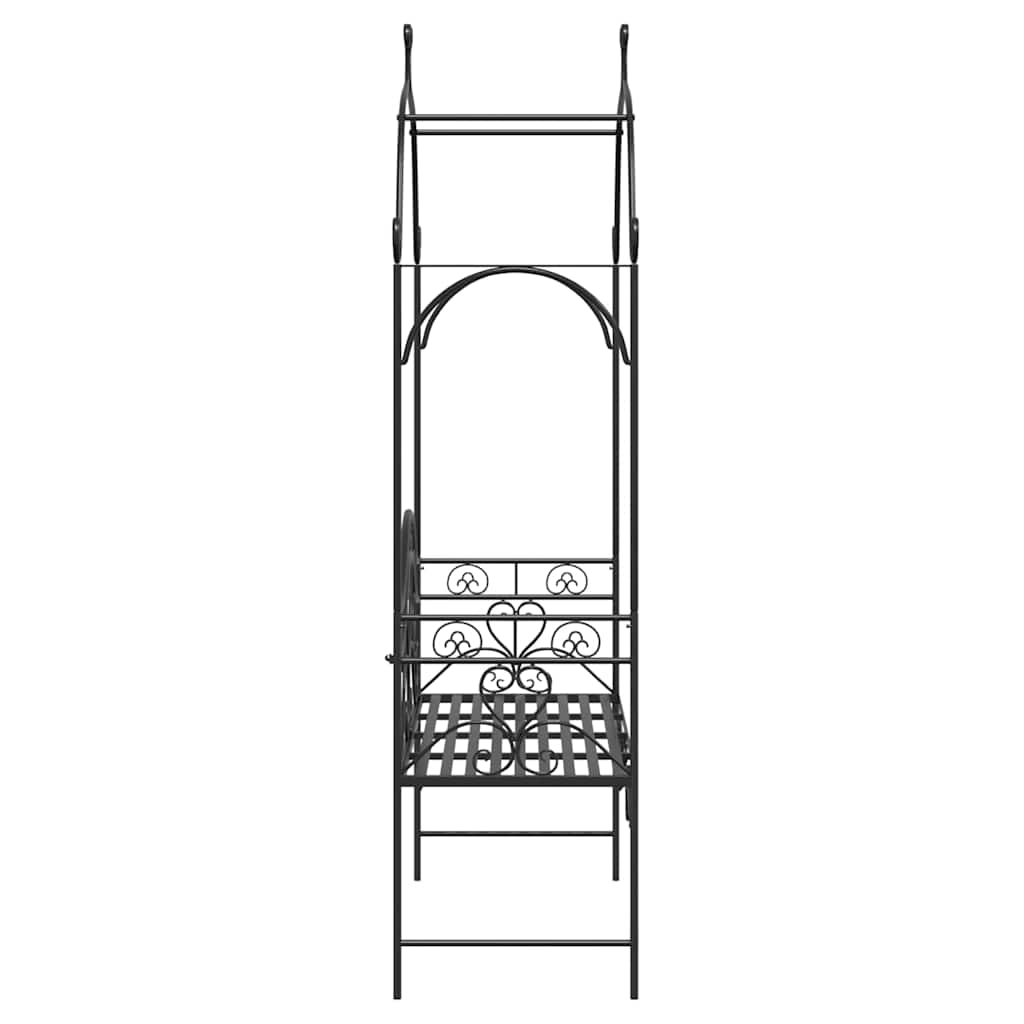Garden Bench Black 121 x 48 x 200 cm Steel