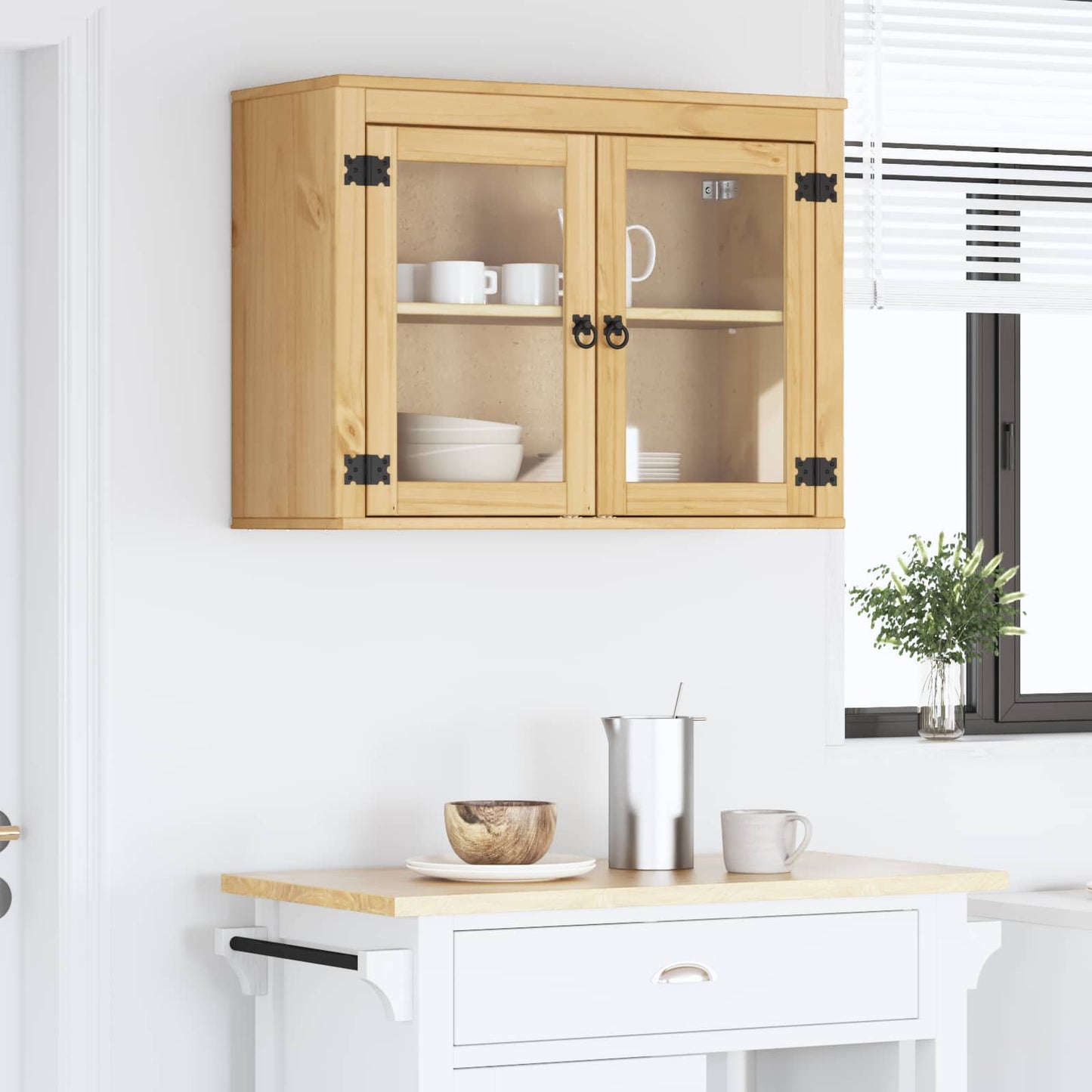 Cabinet SKI Honey Brown 80 x 32 x 60 cm Solid Pine Wood