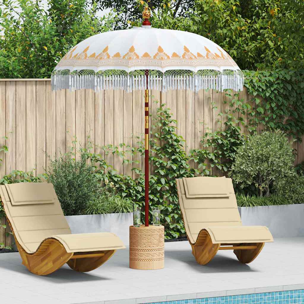 Balinese Parasol Cream 190 x 190 x 260 cm Cotton and solid wood