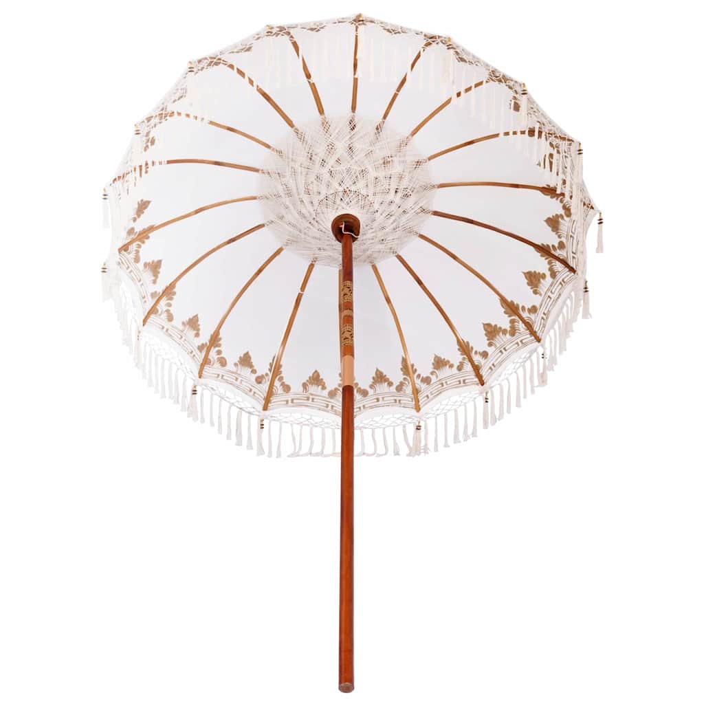 Balinese Parasol Cream 190 x 190 x 260 cm Cotton and solid wood