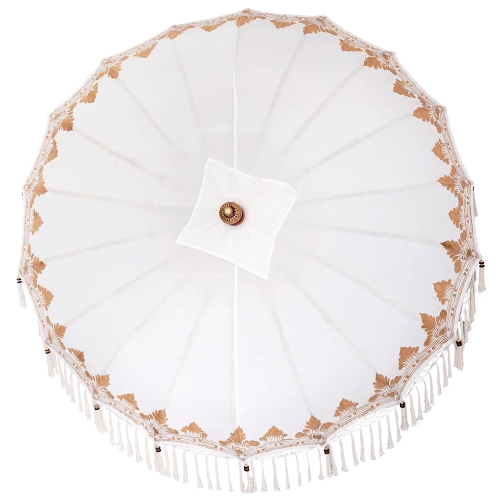 Balinese Parasol Cream 190 x 190 x 260 cm Cotton and solid wood