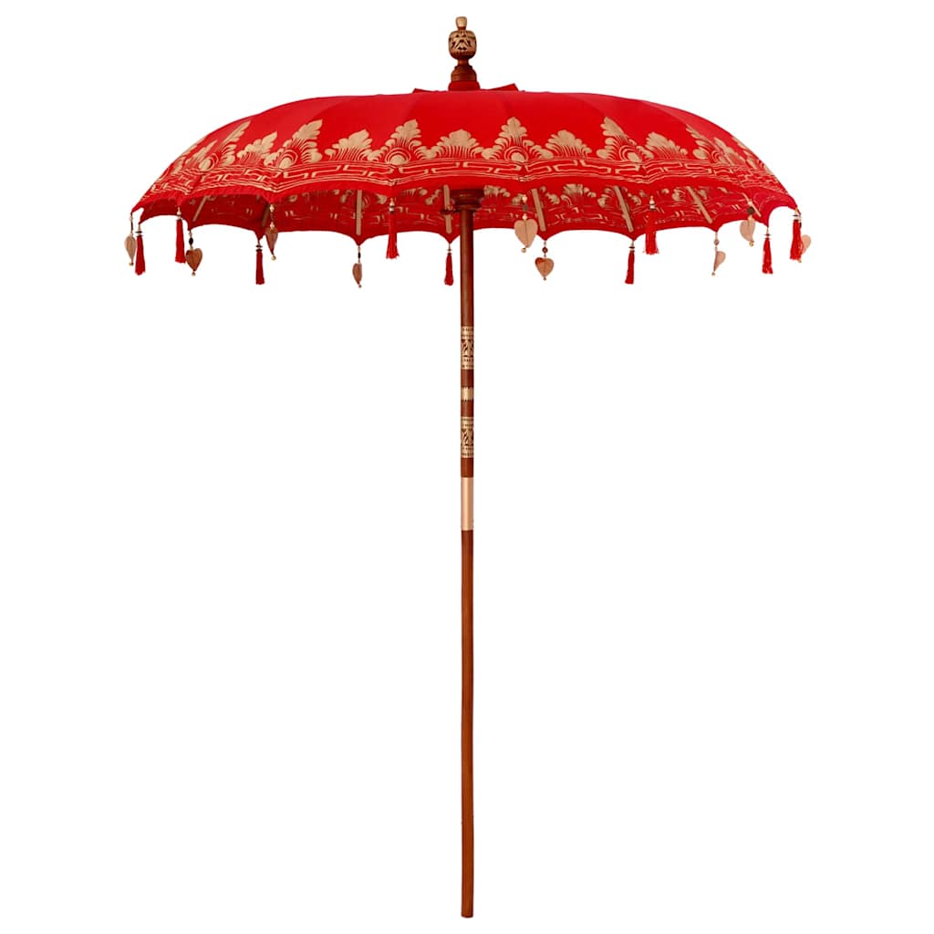 Balinese Parasol Red (180-190) x 260 cm Cotton and Wood