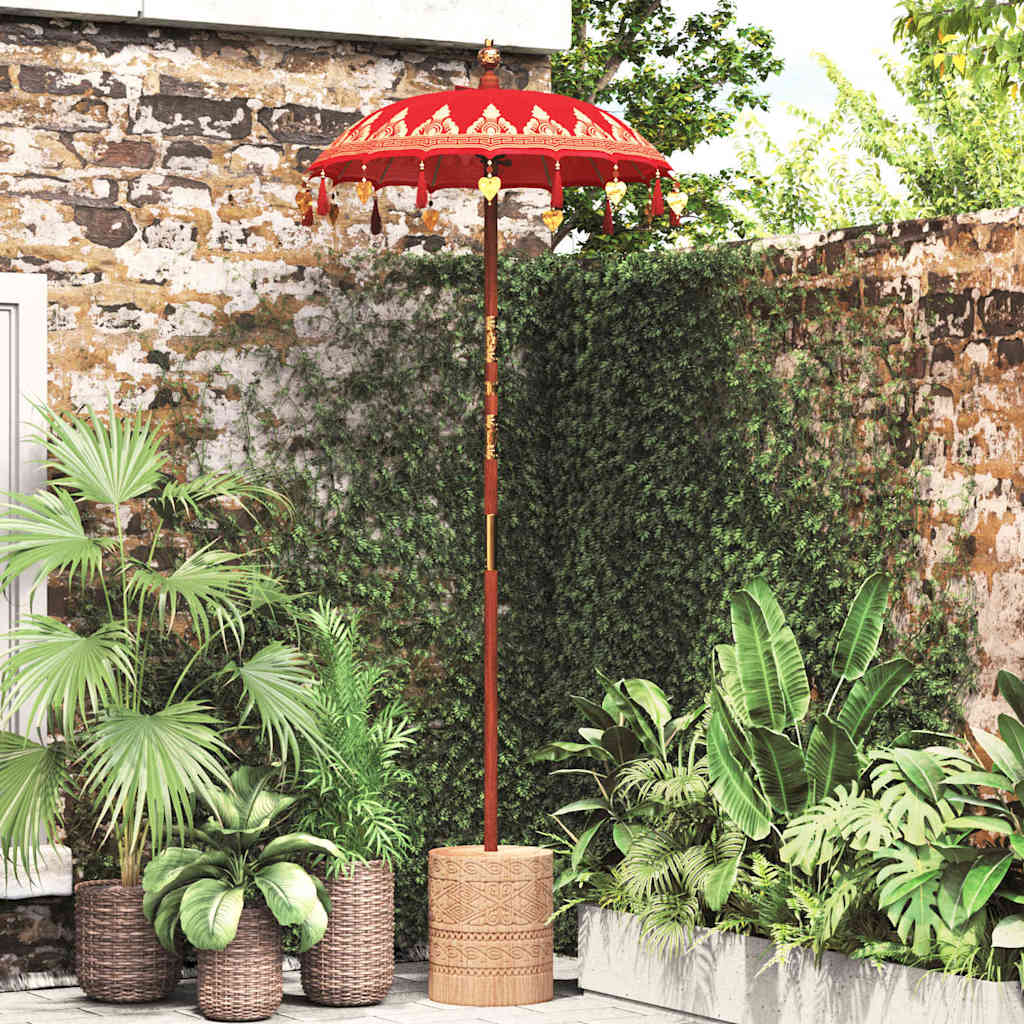 Balinese Parasol Red 125 x 125 x 260 cm Cotton and Wood