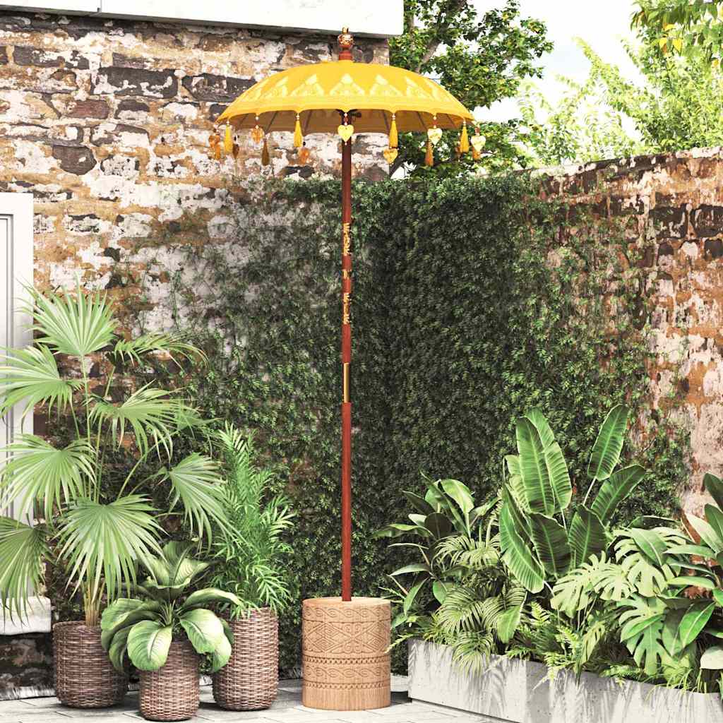 Balinese Parasol Yellow 125 x 125 x 260 cm Cotton and Wood