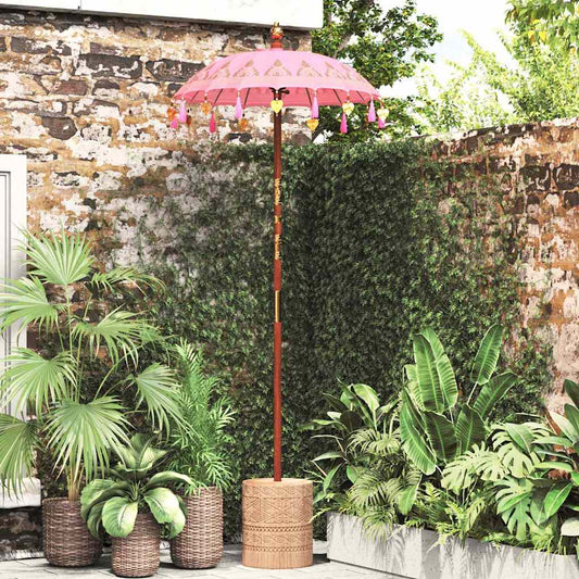 Balinese Parasol Pink 125 x 125 x 260 cm Cotton and Wood