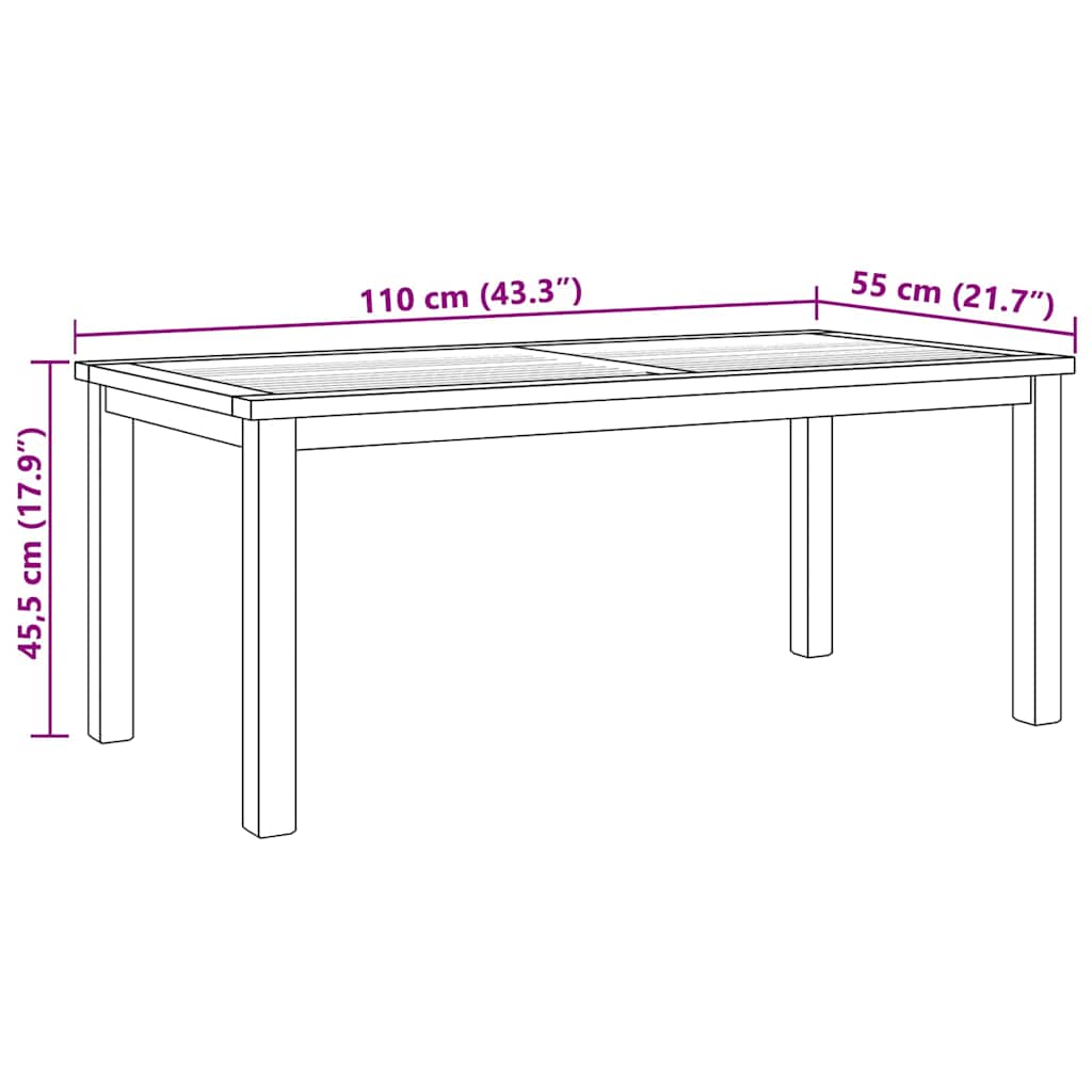 Coffee Table Brown 110 x 55 x 45 cm Solid Teak Wood