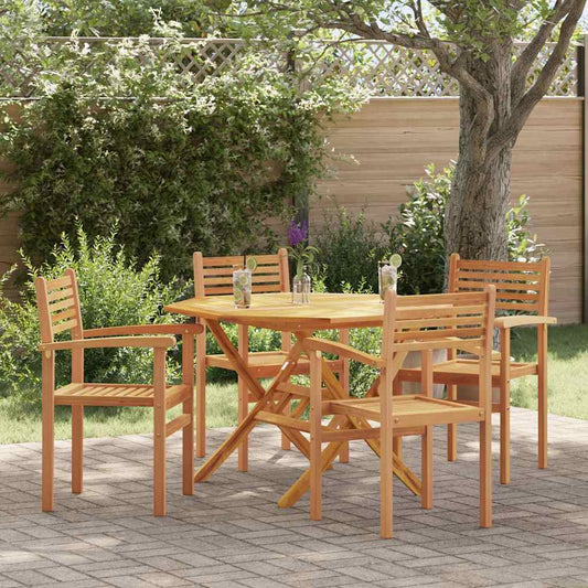 Chair 4 pcs Brown Solid Teak Wood