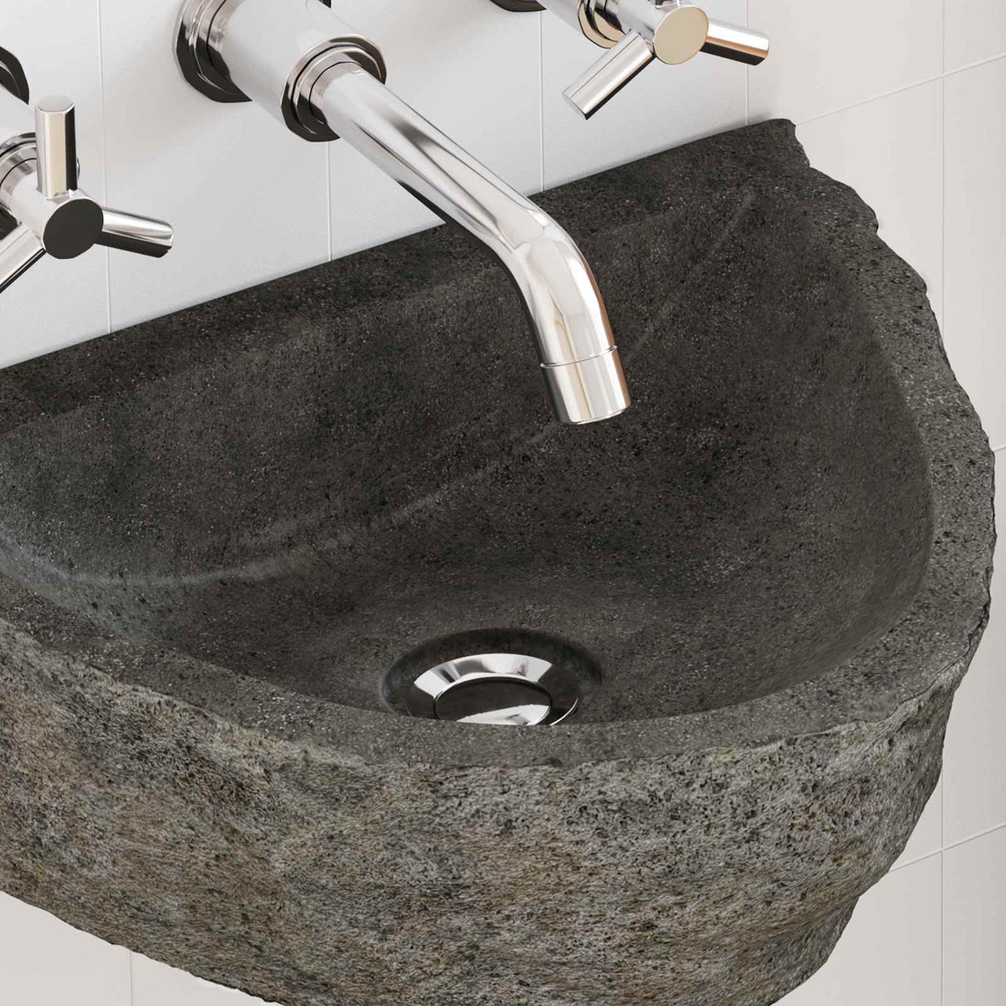 Wall-mounted Basin Grey 37 x 30 x 12 cm River Stone