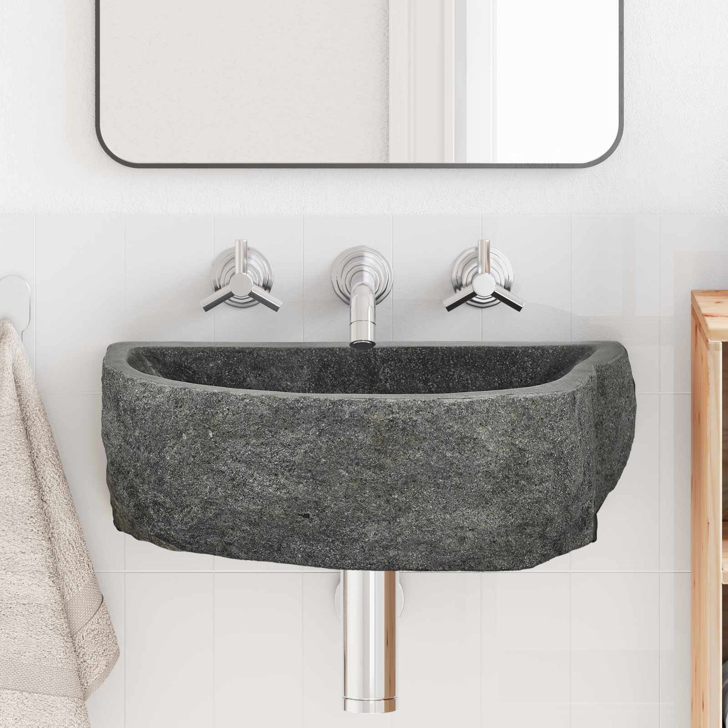 Wall-mounted Basin Grey 45 x 35 x 15 cm River Stone
