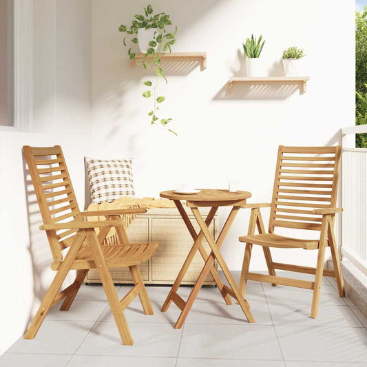 Chair 2 pcs Brown Solid Teak Wood Convertible