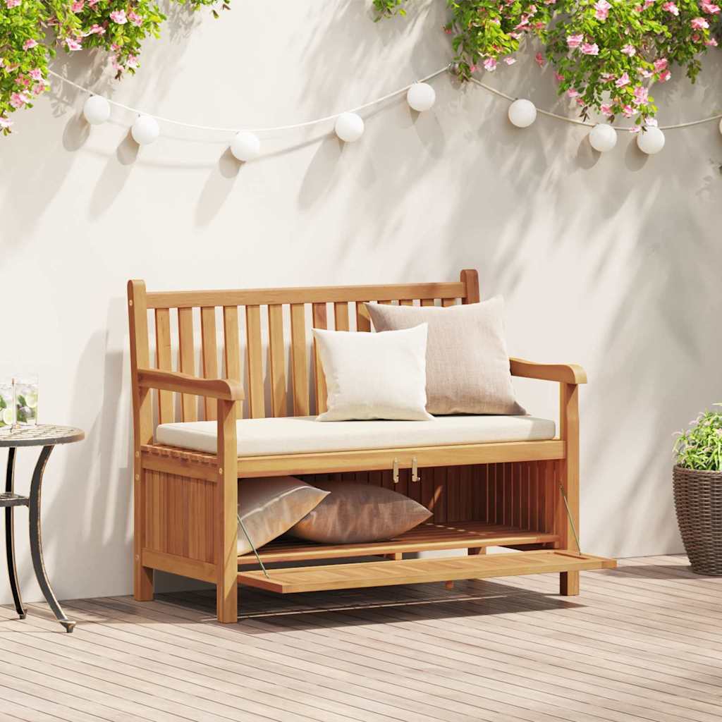 Garden Bench with Storage 114 x 60 x 90 cm Solid Teak Wood
