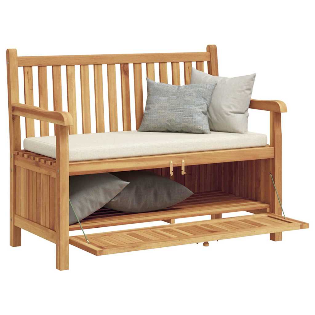 Garden Bench with Storage 114 x 60 x 90 cm Solid Teak Wood