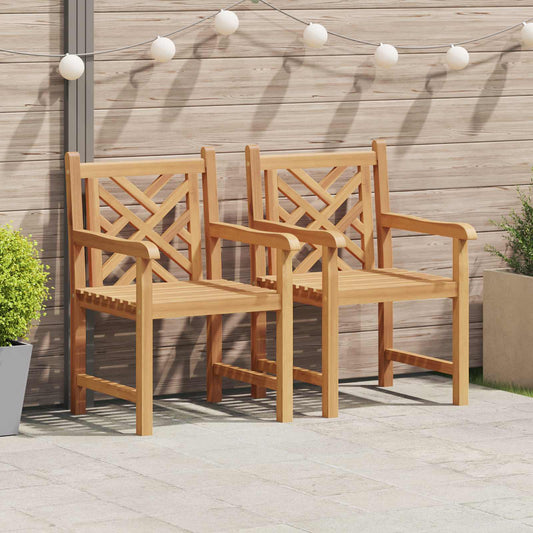 Garden Chair 2 pcs Solid Teak Wood