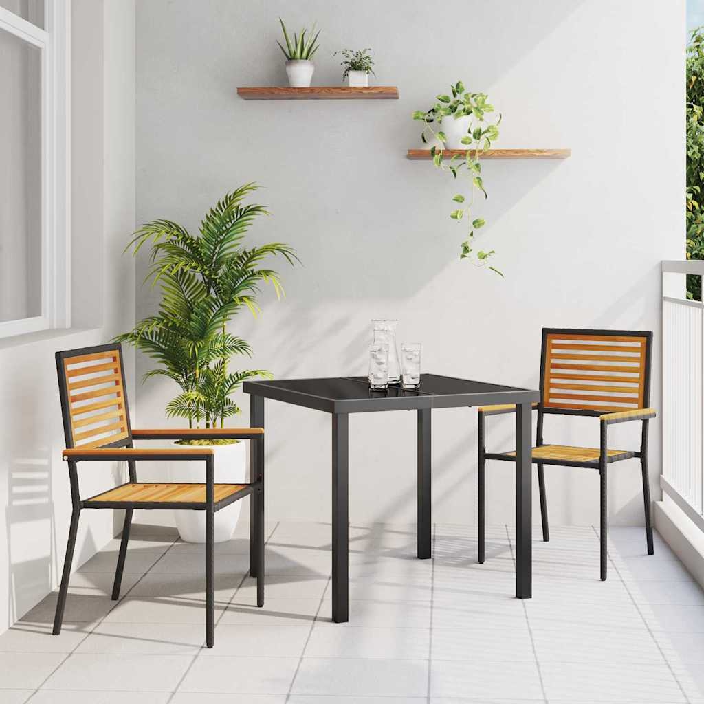 Garden Stacking Chairs 2 pcs Brown and Black 54 x 56 x 90 cm